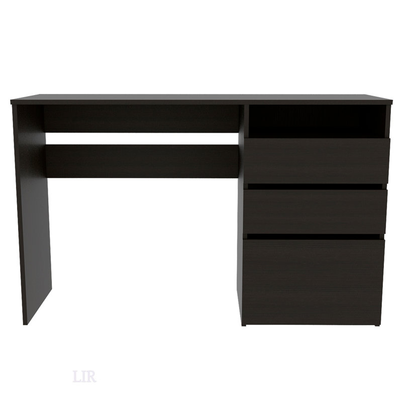 Bureau d'ordinateur à 3 tiroirs Wenge avec rangement spacieux et esthétique moderne pour une installation de bureau à domicile efficace