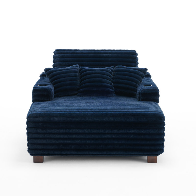 Upholstered Chaise Lounge, Navy