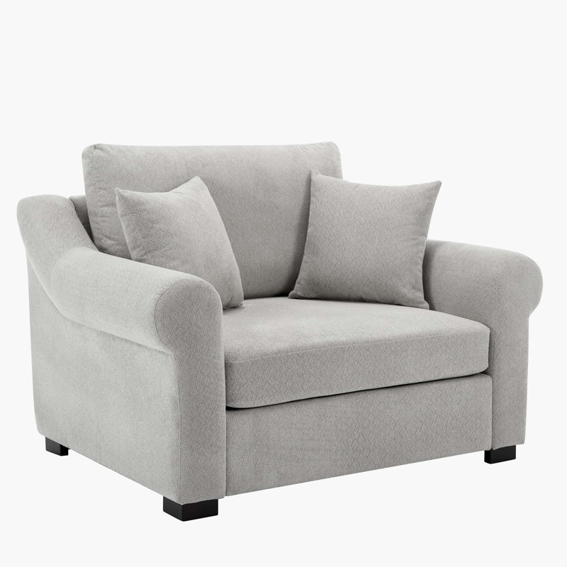 Chenille Oversized Armchair, Light Gray Chenille, 40.2" H x 44.5" W x 36.2" D