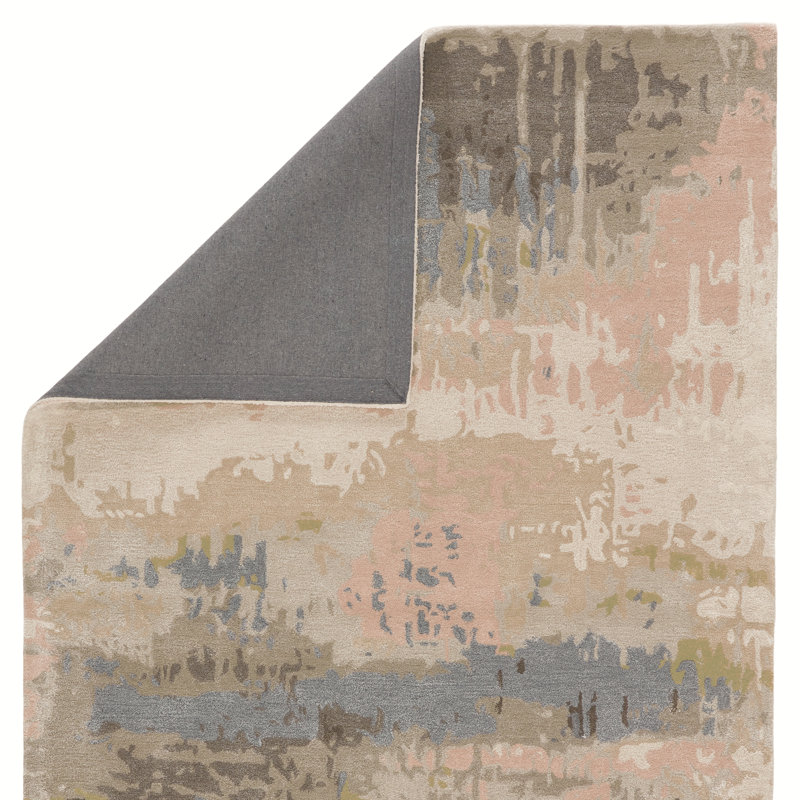 Tapis gris / brun touffeté à la main à motif abstrait Fairmount, Rectangle 12 pi x 18 pi
