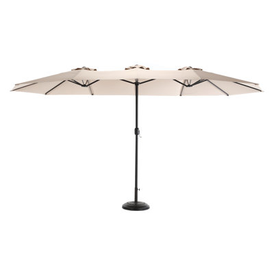 14.8 Ft Double Sided Outdoor Umbrella Rectangular Large With Crank ( Khaki )(No Base)