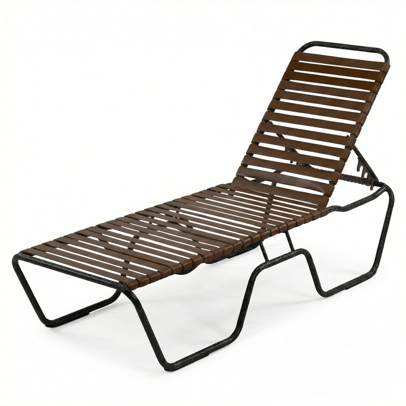 Armless Chaise, Leisure Brown Strap/Granite