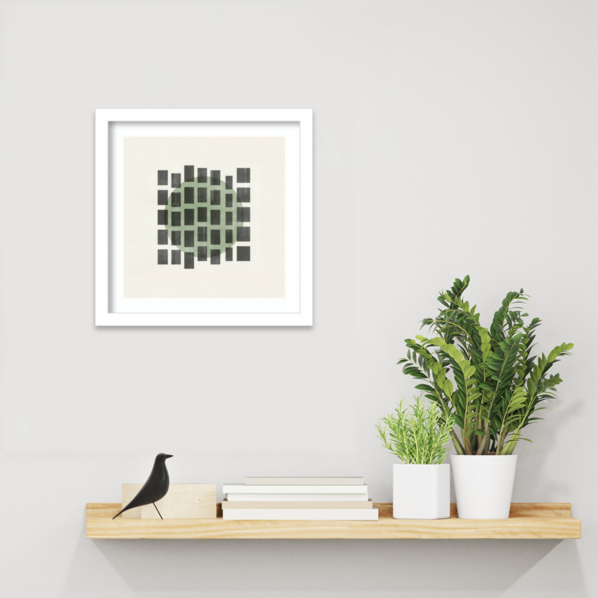Minimalist Japandi 01 by The MIUUS STUDIO Wood Framed Wall Art Print, 13" H x 13" W, White