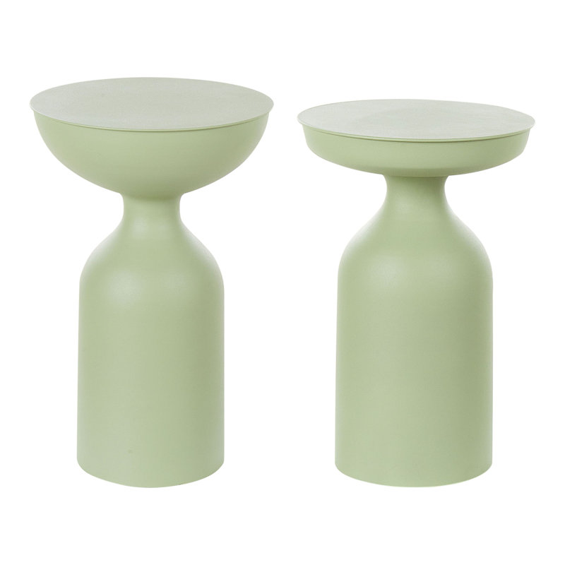 Cidalina Pedestal Side Table Set, Green