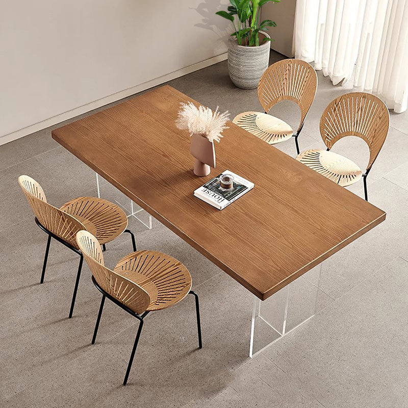 Floating Ash Dining Table 4 - Person Double Pedestal Dining Set, 29.5"H x 78.7"L x 39.4"W