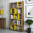 Modern Walnut & Yellow Bookshelf, 31.5 x 67.0 x 8.7 inches | 100% Melamine Coated Particle Board, Thickness: 0.7 inches | Numerous Shelves, Wall-Mountable Design, Stylish Storage Solution for Home & Office-794116147