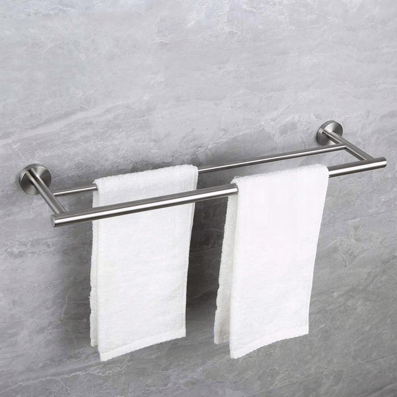 5-Piece Wall-Mounted Towel Rack Set with Hidden Screw Holes & Rust-Resistant Finish, Brushed Nickel