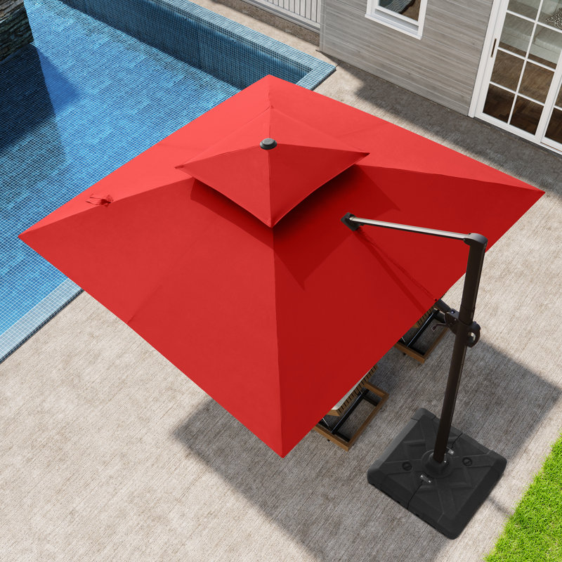 Parasol de 116,14 po Wampler avec contrepoids inclus, Rouge