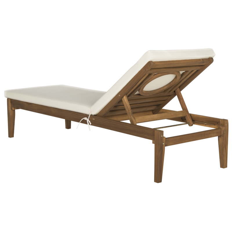 Arwen Outdoor Acacia Wood Chaise Lounge , Cushion Included, Natural