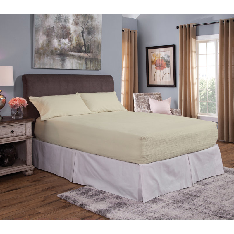 Soft BedTite Tight Grip Cotton Flannel Sheet Set, Full/Double Sheet Set+Fitted Sheet+2 Pillowcases, Ivory