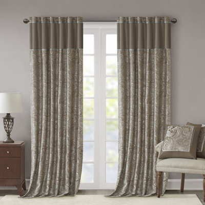 Aubrey Burgundy Paisley Jacquard Weave 50x108" Curtain Panel Pair
