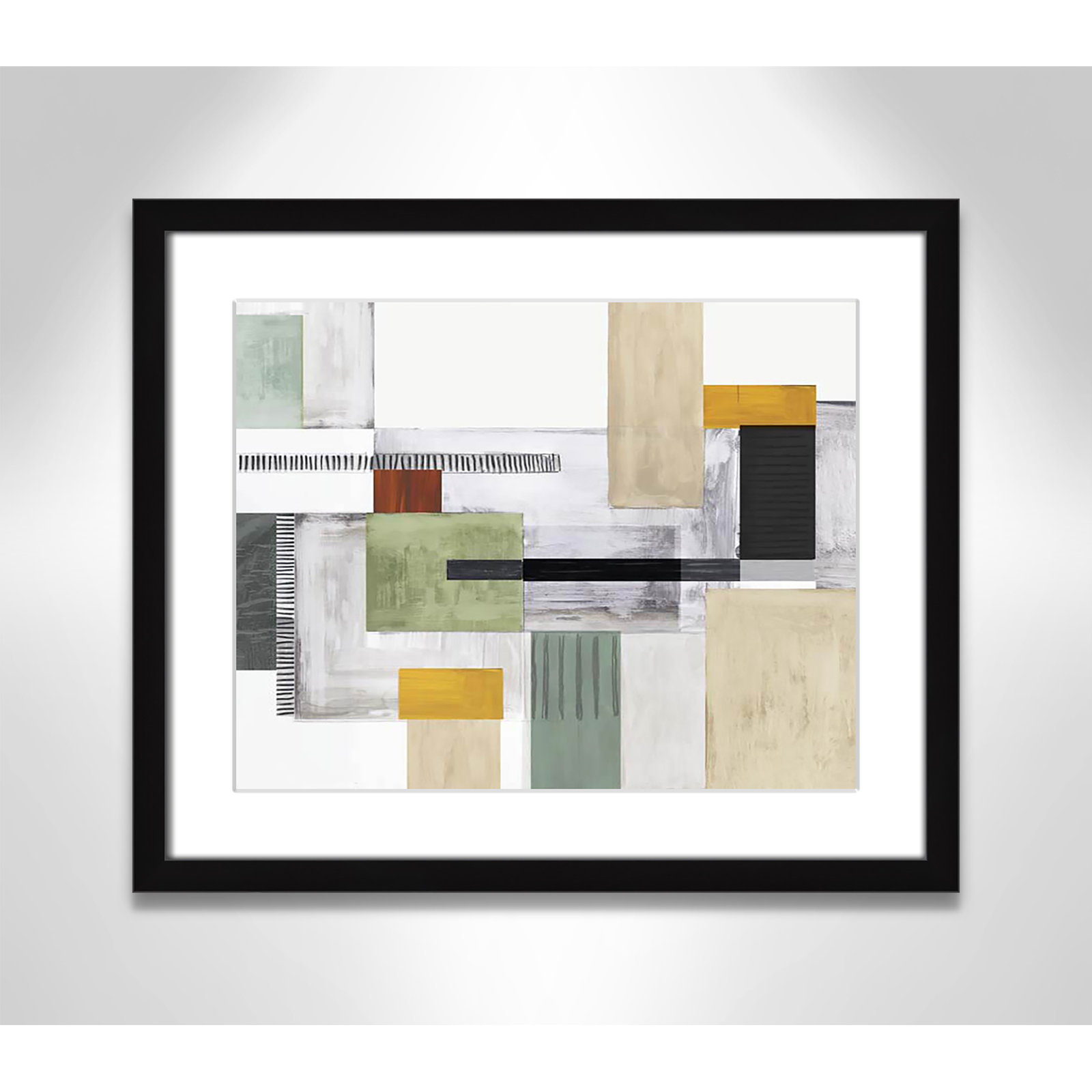 Playful Blocks Print by Tom Reeves, White, Black Box Picture Framed, 16" H x 19" W x 1.25" D
