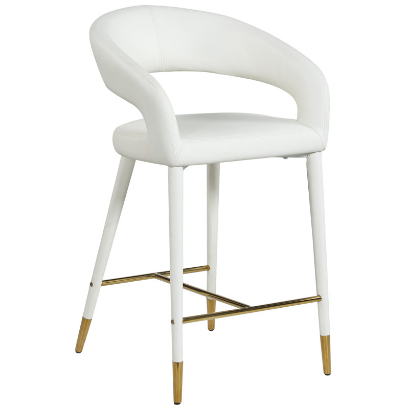 Destiny 26.5" Counter Stool, Vegan Leather, White