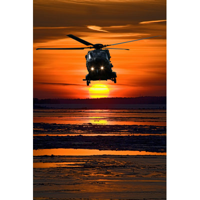 " Helicopter At Orange Sunset " by Stable007