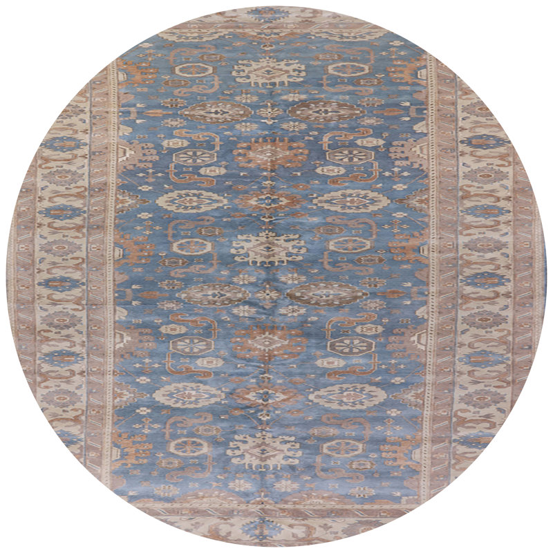 Tapis oriental brun / beige / bleu Arshen, Rond 8 pi