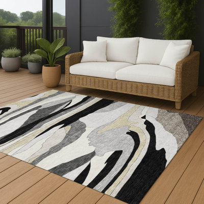 Machine Washable Indoor/Outdoor Chantille ACN2777 Abstract Rug