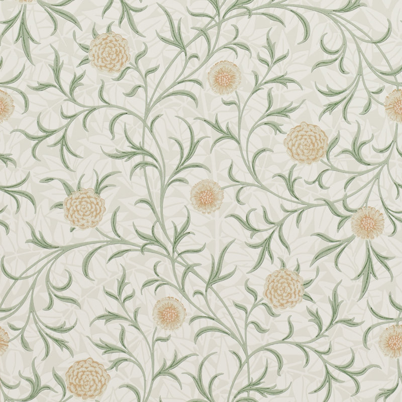 Scroll 10.05m x 52cm Matte Wallpaper Roll, Green