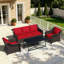 Ensemble de patio en rotin PE 5 places Aleira-887366218