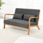 2 chaises avec détails en bois massif, rembourrage en éponge haute, revêtement en tissu de lin, style Mid-Century moderne, accoudoirs gris foncé, coussin, tissu, couleur, option respirante