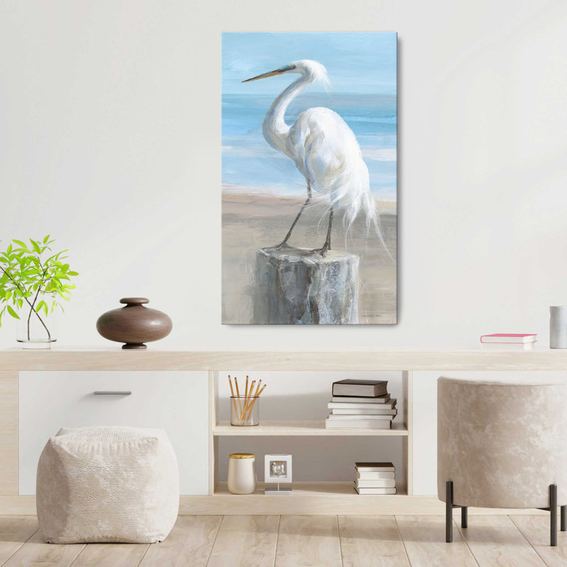 "Egret by the Sea" par Danhui Nai, reproduction sur toile, H 24 po x l 40 po