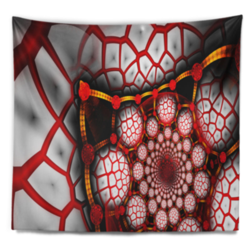 Tapisserie abstraite à motif fractal rouge clair, H 50 po x l 60 po