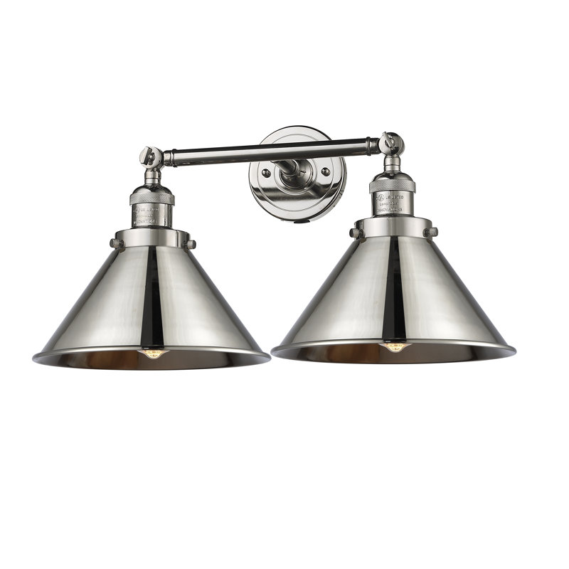 Reppert 2 - Light Dimmable Vanity Light, 6 Watt Vinage LED Bulb, Polished Nickel, Polished Nickel