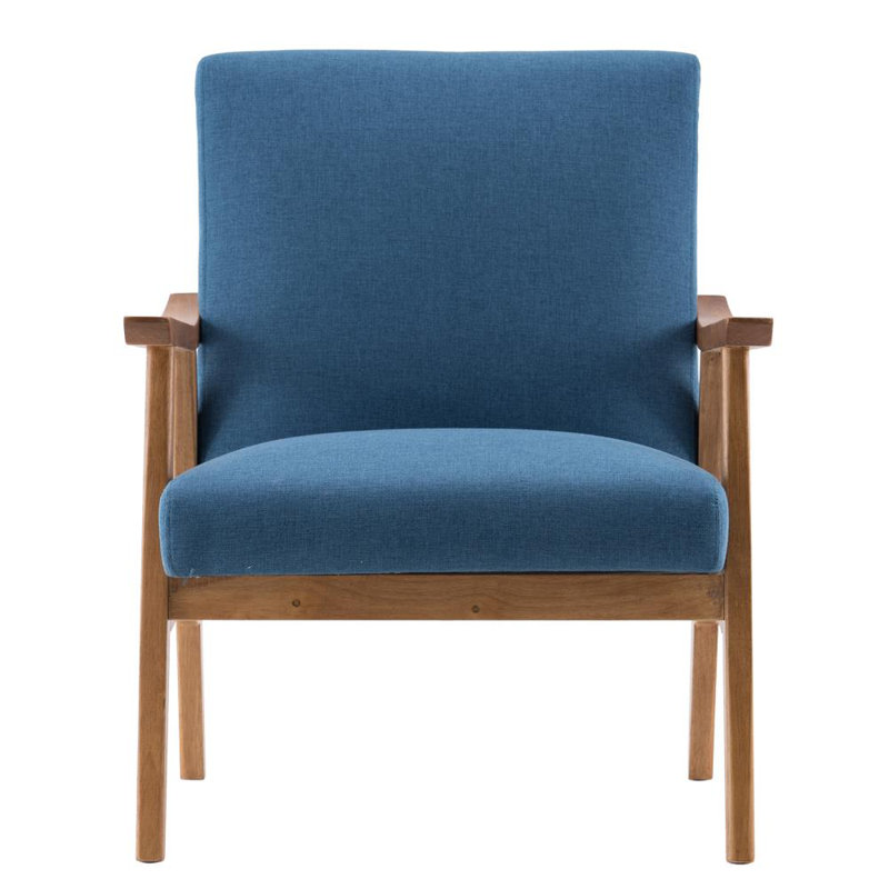 Fauteuil Antoinique d'une largeur de 73,99 cm, Mélange de polyester bleu