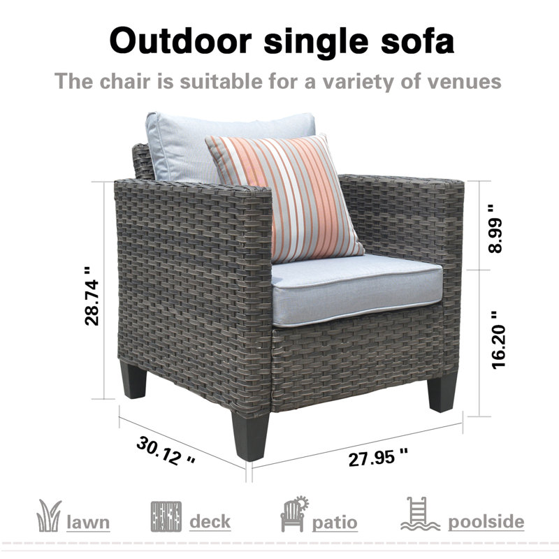 Chaise de patio avec coussins Kaniha, gris