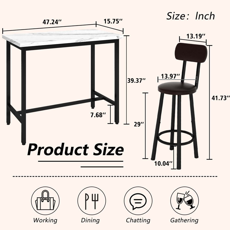 Sachiko 2 - Person Faux Marble Top Four Leg Base Dining Set
