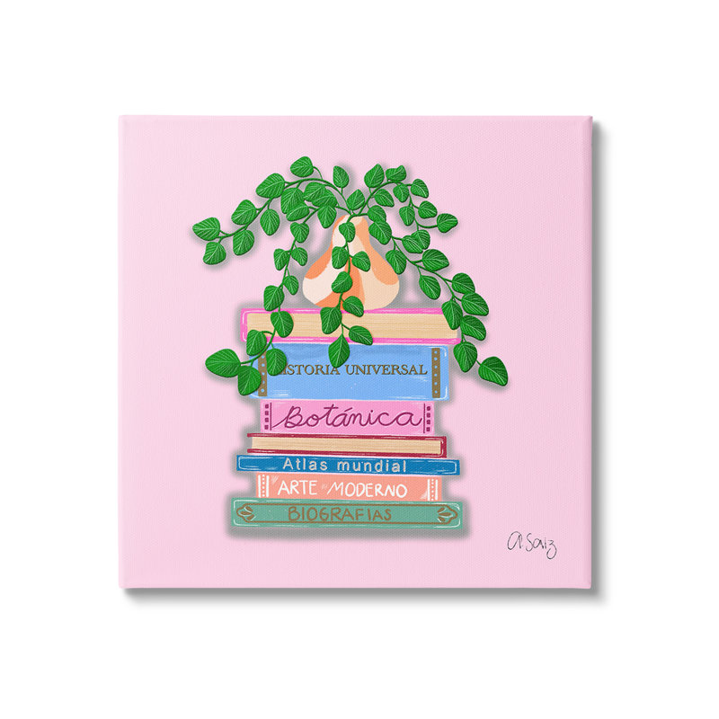 «Bookstack with Plant Vase Canvas» par Ale Saiz Studio, H 24 po x l 24 po