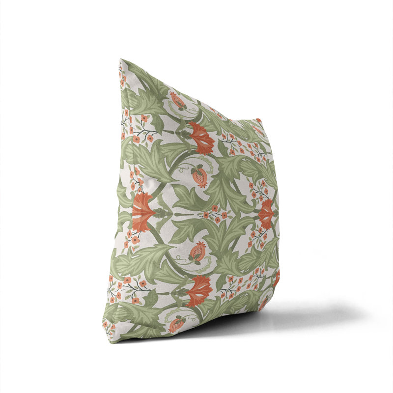 Ogee Leaf UV Protected Outdoor Pillow, Square 18", Green
