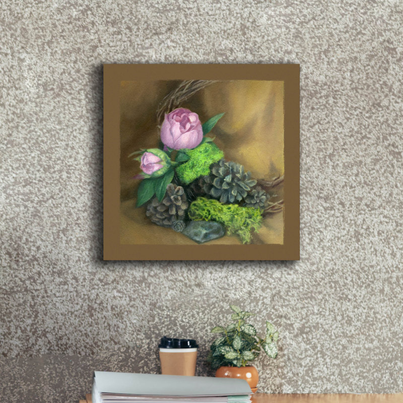 "Epec Graffiti" Pinecones And Peony "par Art and a Little Magic, art mural sur toile, H 18 po x l 18 po x P 0,75 po