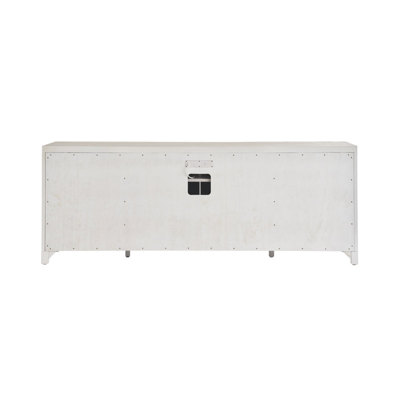 White and Seagrass 85'' Coastal Credenza