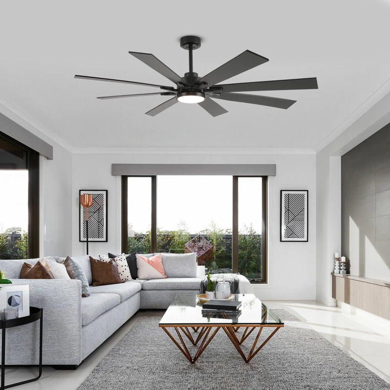 Ventilateur de plafond avec lumières DEL Delanei, Noir, 62"
