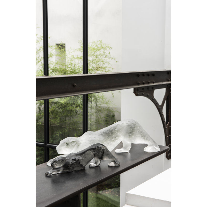 Zeila Panther Figurine, Clear, 4.33" H x 14.37" W x 2.95" D