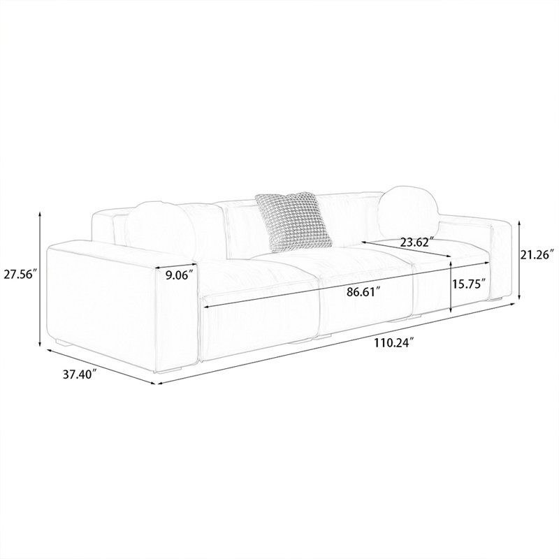 110.24" Beige 100% Polyester Modular Sofa cushion couch