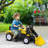 Kids Manual Pedal Ride-On Excavator With Front Loader Digger, Ride-On Tractor For 3 Year Old, Yellow
