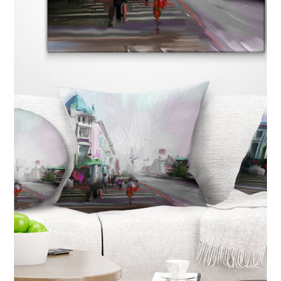 City Street - Cityscape Printed Throw Pillow