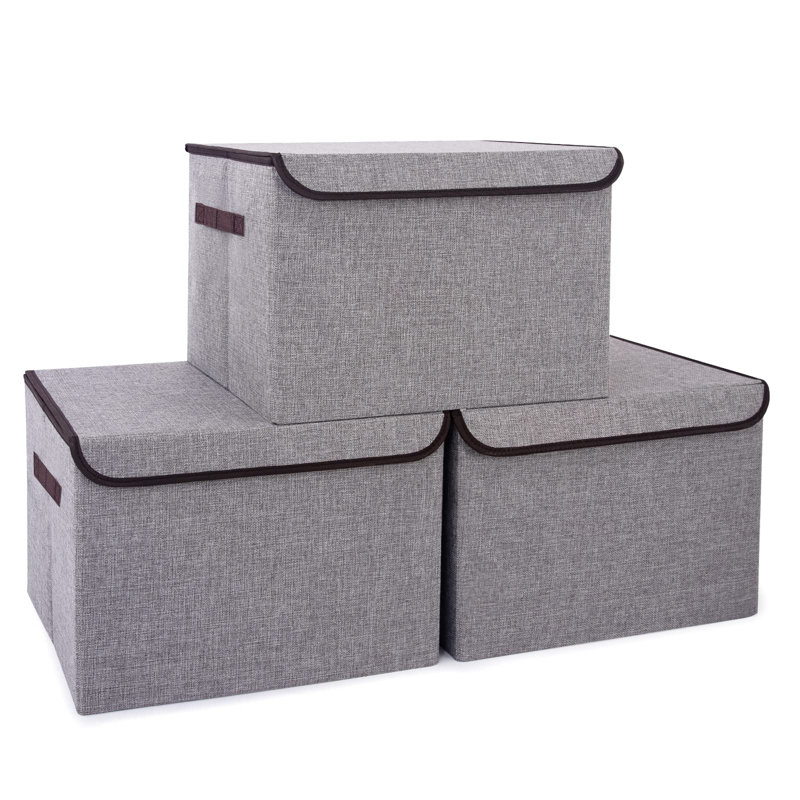 Grands bacs de rangement pliables et empilables de 17 po avec couvercle Quarts [3-Pack]