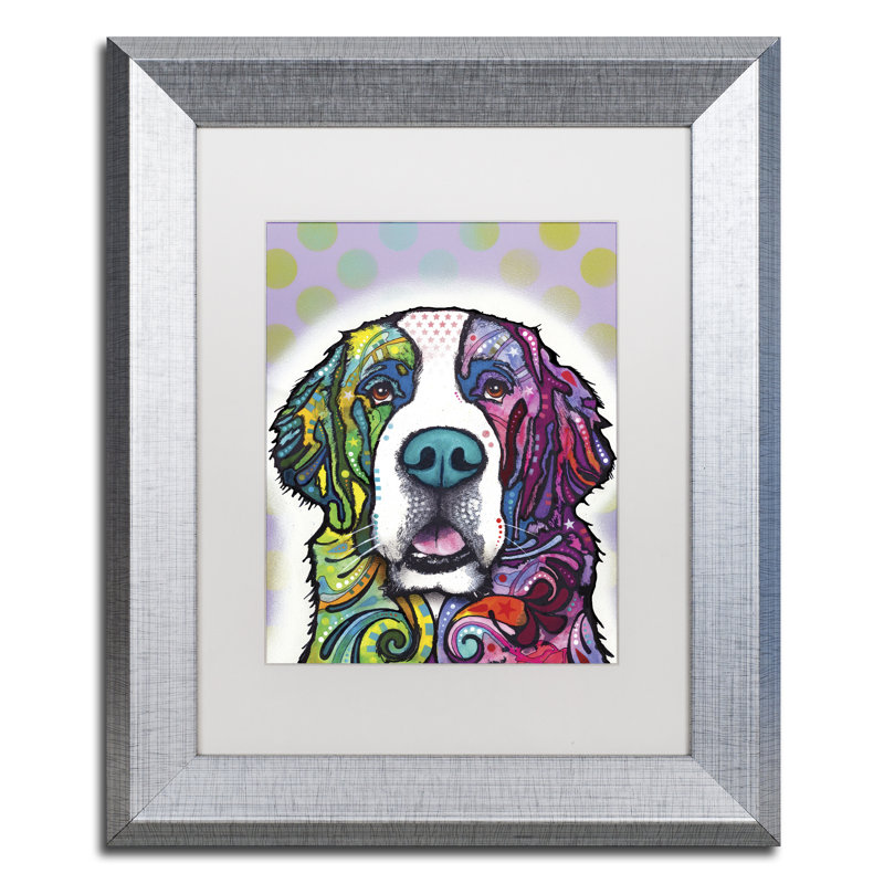 «Saint Bernard», impression sur toile encadrée, Blanc, H 14 po x l 11 po x P 0,5 po, Cadre noir