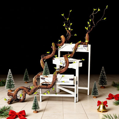 63-Inch Realistic Ivy Wood Vine Garland with Leaves, Decorative Wall Hanging Artificial Vine for Home, Wedding, Party & Holiday Décor