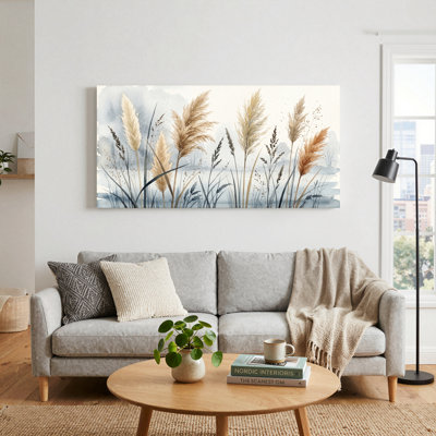 Ensemble de 1 tableau sur toile représentant des roseaux à l'aquarelle