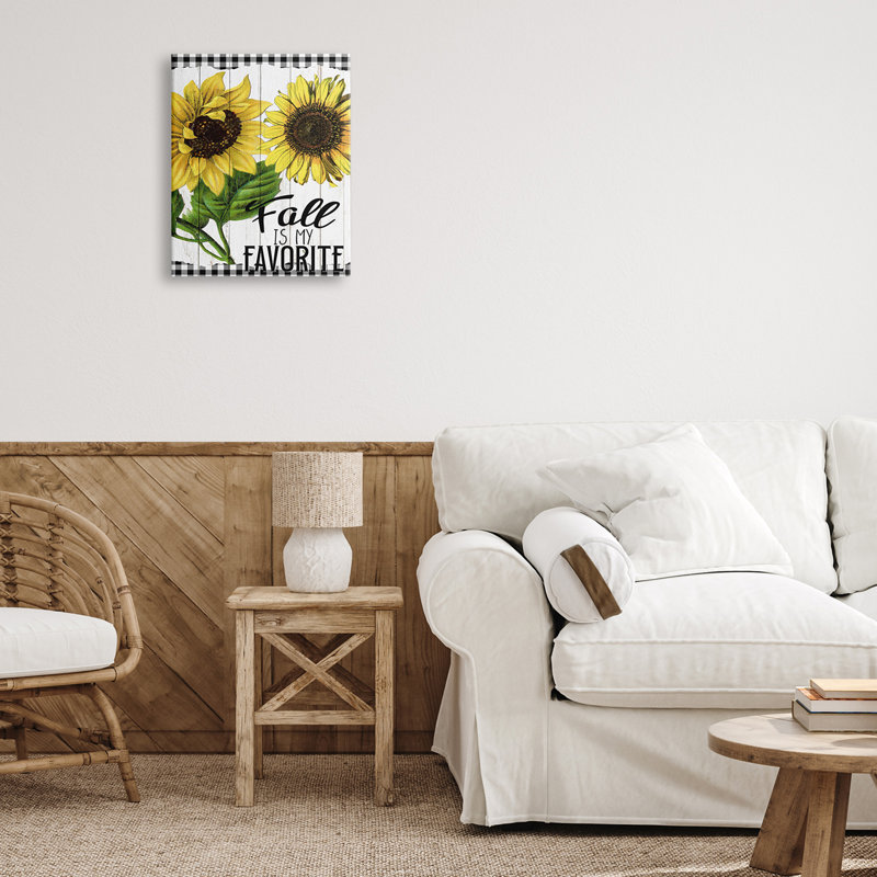 «Fall Autumn», citation de tournesol, motif rustique par Ann Bailey - impression, Toile tendue, H 20 po x l 16 po x P 1,5 po