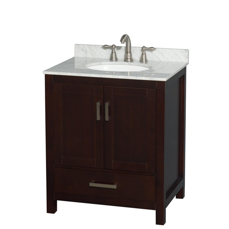 Sheffield 30" Freestanding Single Bathroom Vanity with Marble Top, Espresso