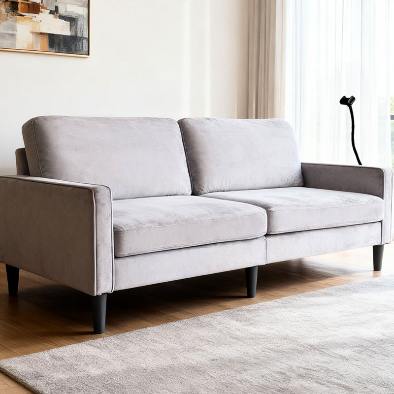 Lin moderne gris avec coussins de printemps, housse et structure amovibles, pour une utilisation multi-scène comme tissu respirant pour l'anniversaire, idéal