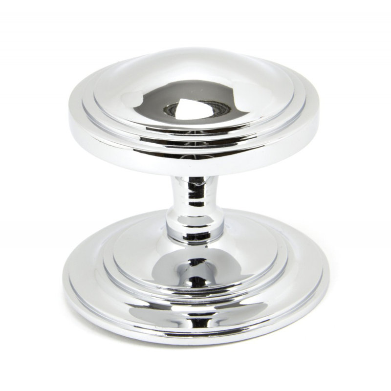 Art Deco Centre Door Knob, Polished Chrome