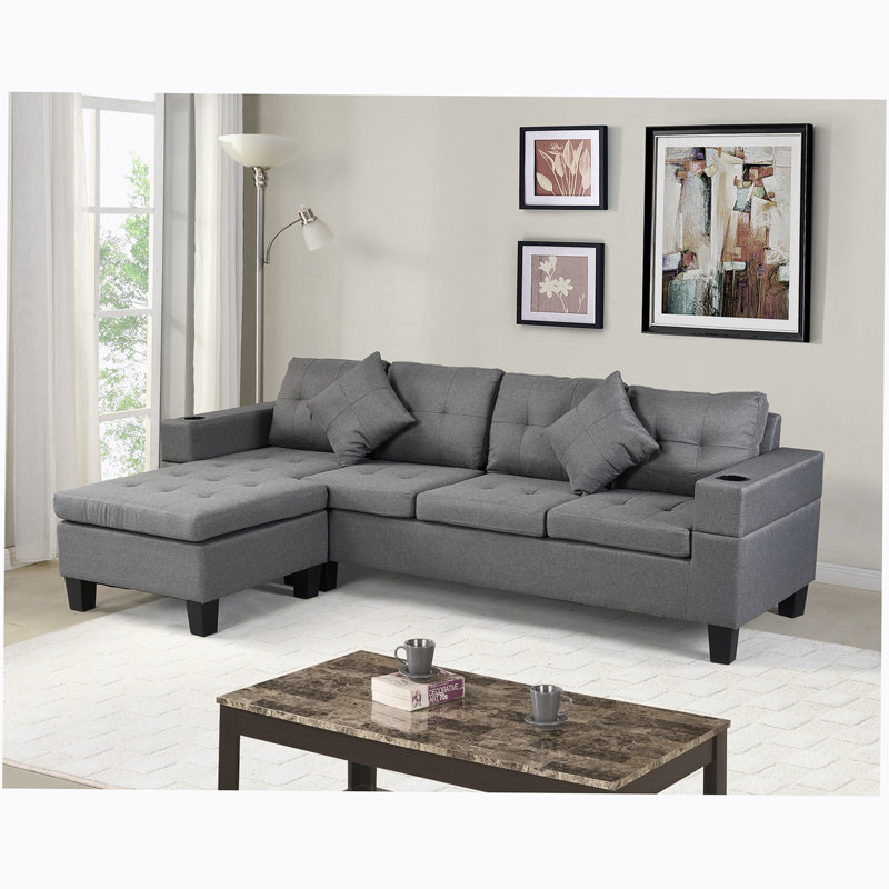 Canapé modulaire 2 pièces Lucea, Tissu gris - Revolution Performance