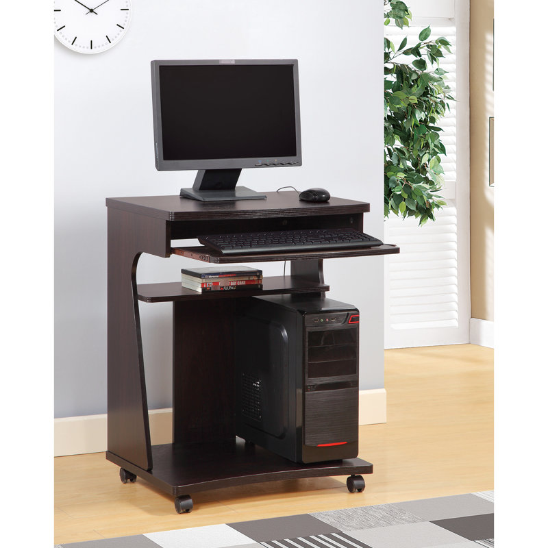 Chariot utilitaire compact, avec coins arrondis et trois tablettes, idéal pour la cuisine, le micro-ondes, les applications informatiques, les roulettes verrouillables, une tablette coulissante, deux tablettes multiples