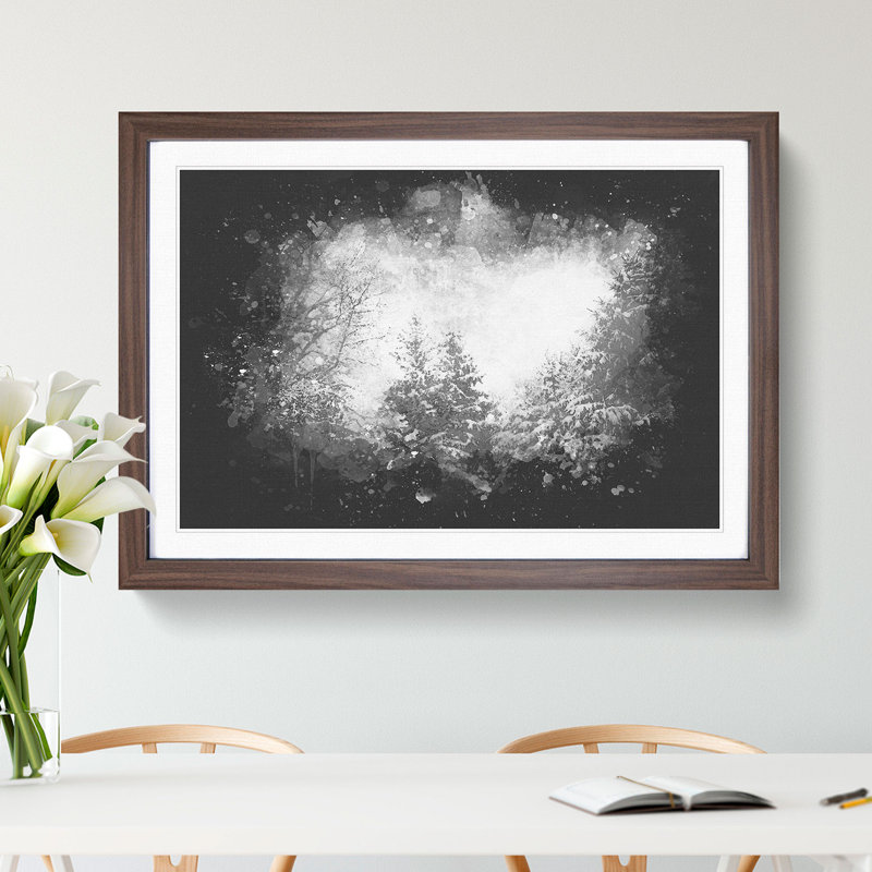 Winter Forest Vol.1 Paint Splash - Picture Frame Graphic Art, Walnut, 65cm H x 90cm W x 2cm D
