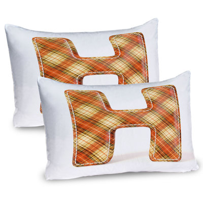 Ambesonne Letter H Pillow Sham 2 Pack Retro Revival Typeset Pale Yellow Vermilion -  pil-2_44772_26x20